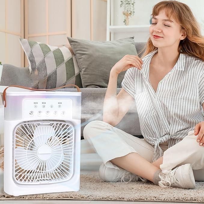 Portable Mini Air Cooler With Adjustable Air Flow, Humidifier, Mist Control, LED Light & Sleep Timer (Copy)