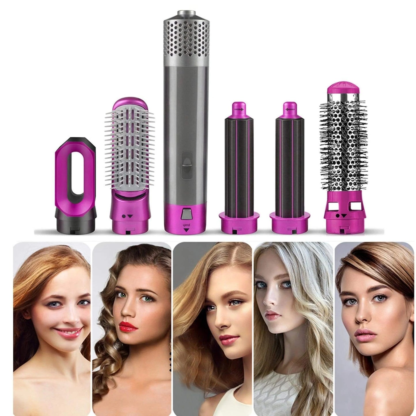 Muti-Functional 5 IN 1 Hair Styling Tool | Detachable Hot Air Brush Hair Dryer with Comb