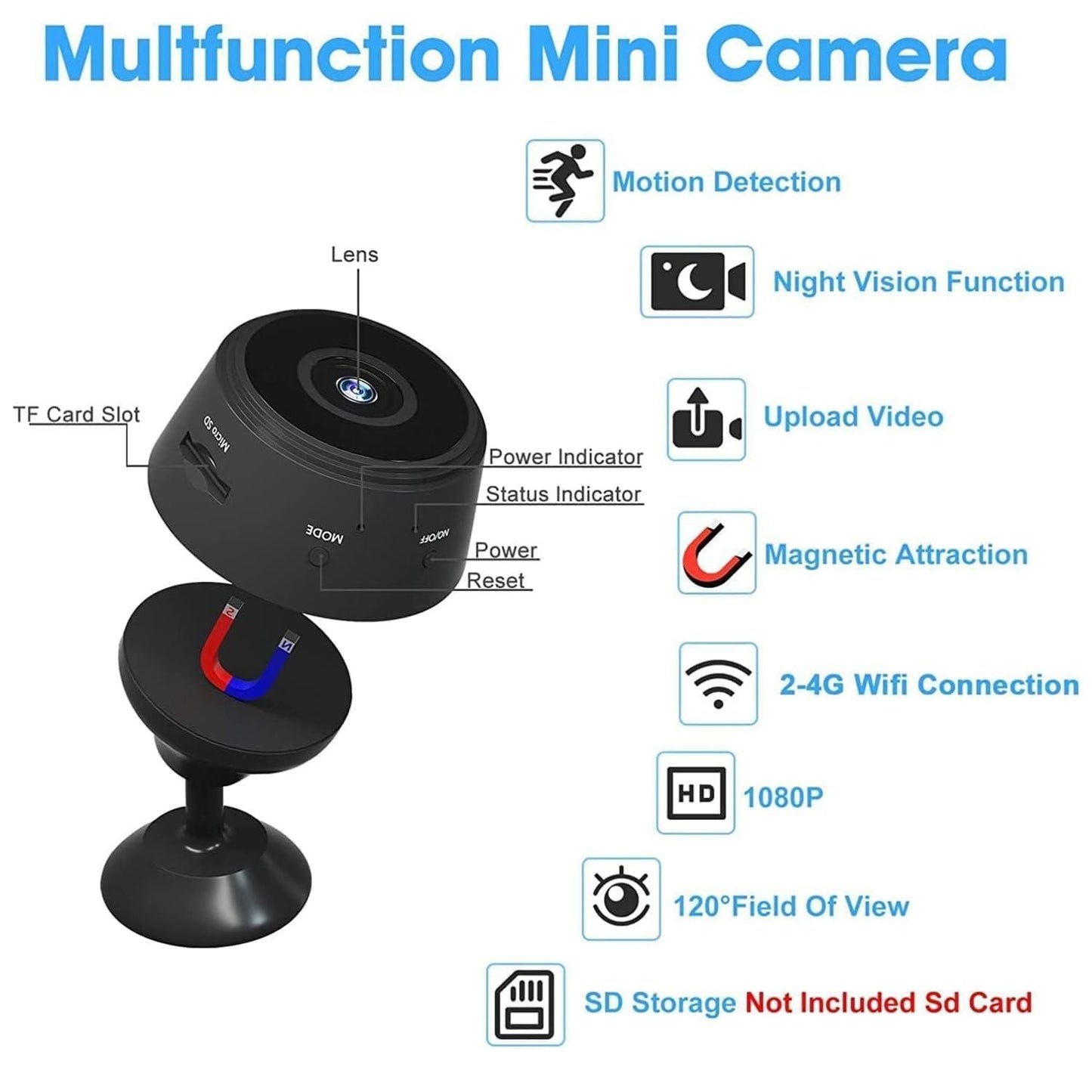 Mini Wireless WiFi Home Security Camera with Indoor Video Recorder