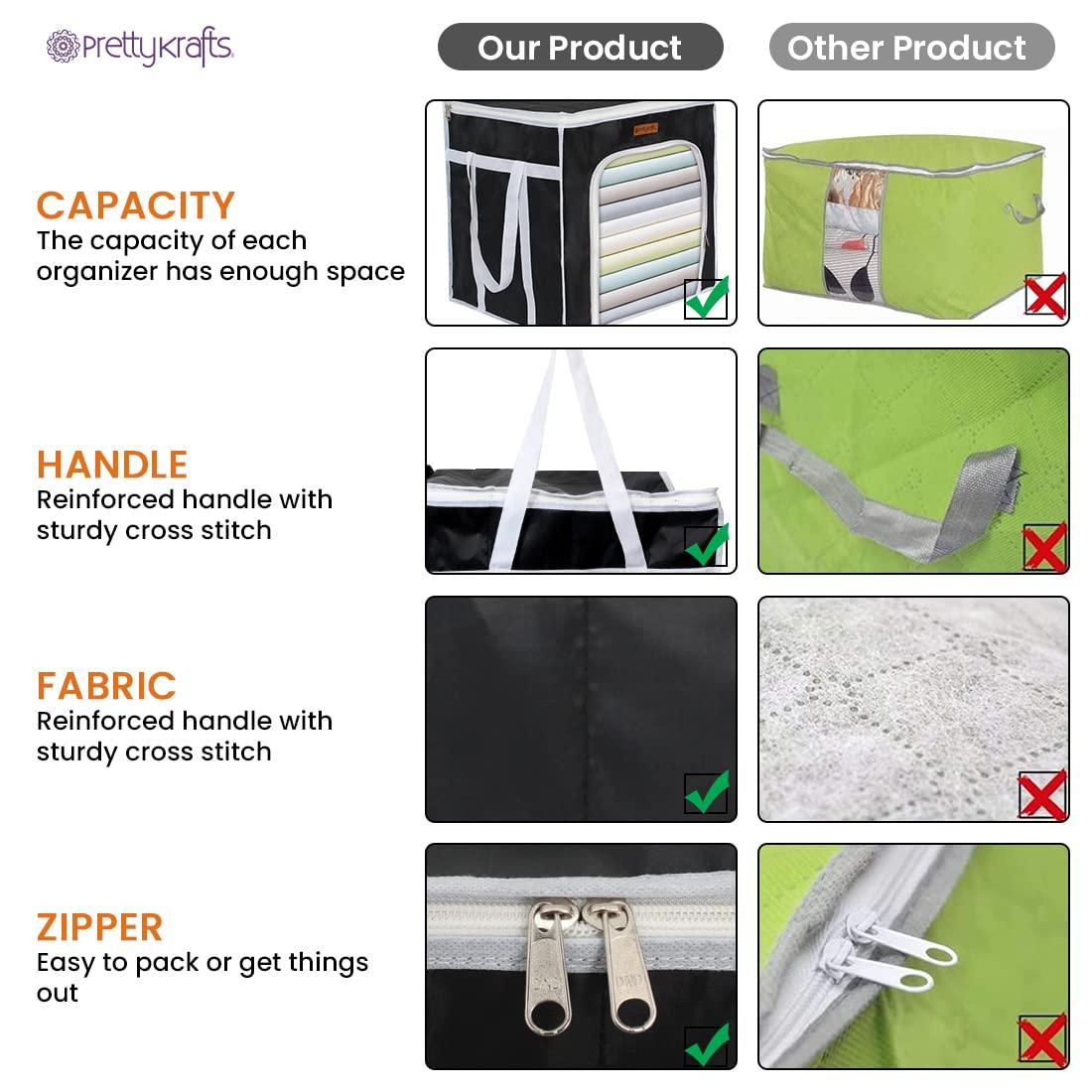Large Capacity 66Ltr Clothes Storage Bag, 1 Packs Foldable Closet Organizers for Comforters, Blankets, Bedding,