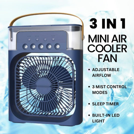 Portable Mini Air Cooler With Adjustable Air Flow, Humidifier, Mist Control, LED Light & Sleep Timer