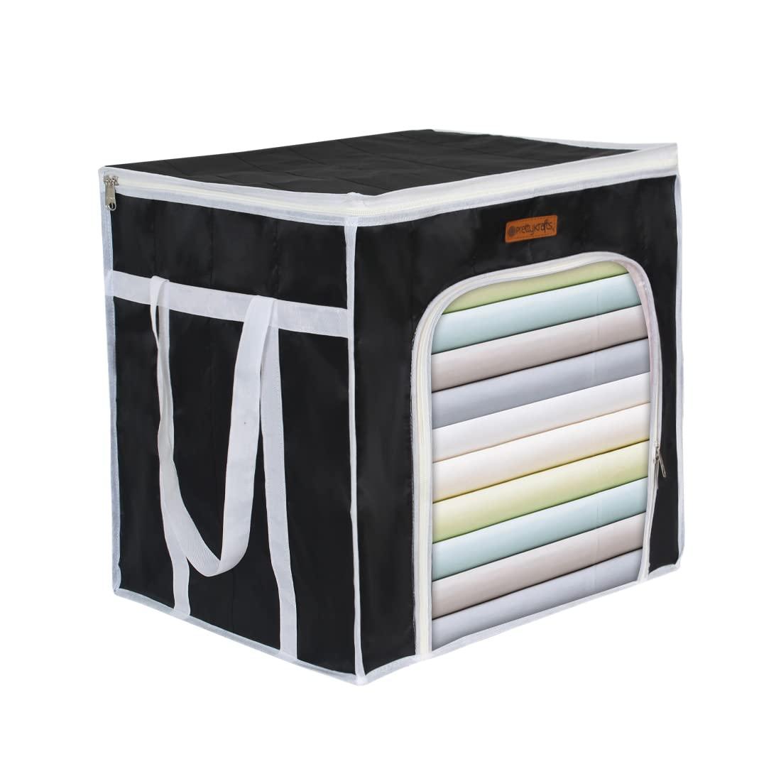 Large Capacity 66Ltr Clothes Storage Bag, 1 Packs Foldable Closet Organizers for Comforters, Blankets, Bedding,