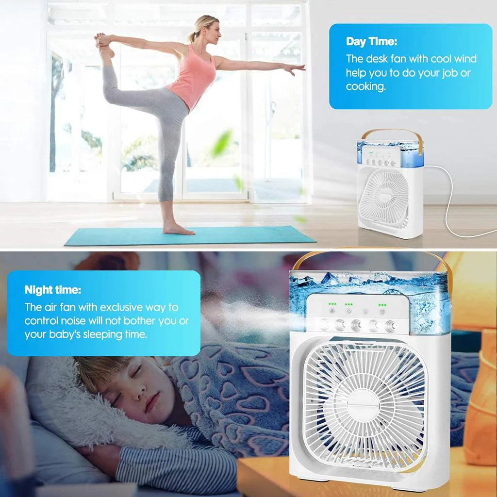 Portable Mini Air Cooler With Adjustable Air Flow, Humidifier, Mist Control, LED Light & Sleep Timer