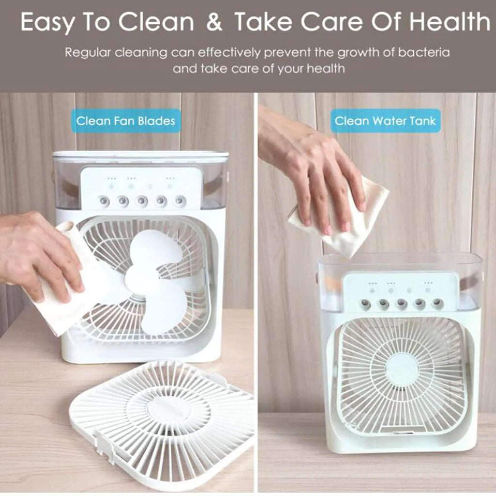 Portable Mini Air Cooler With Adjustable Air Flow, Humidifier, Mist Control, LED Light & Sleep Timer