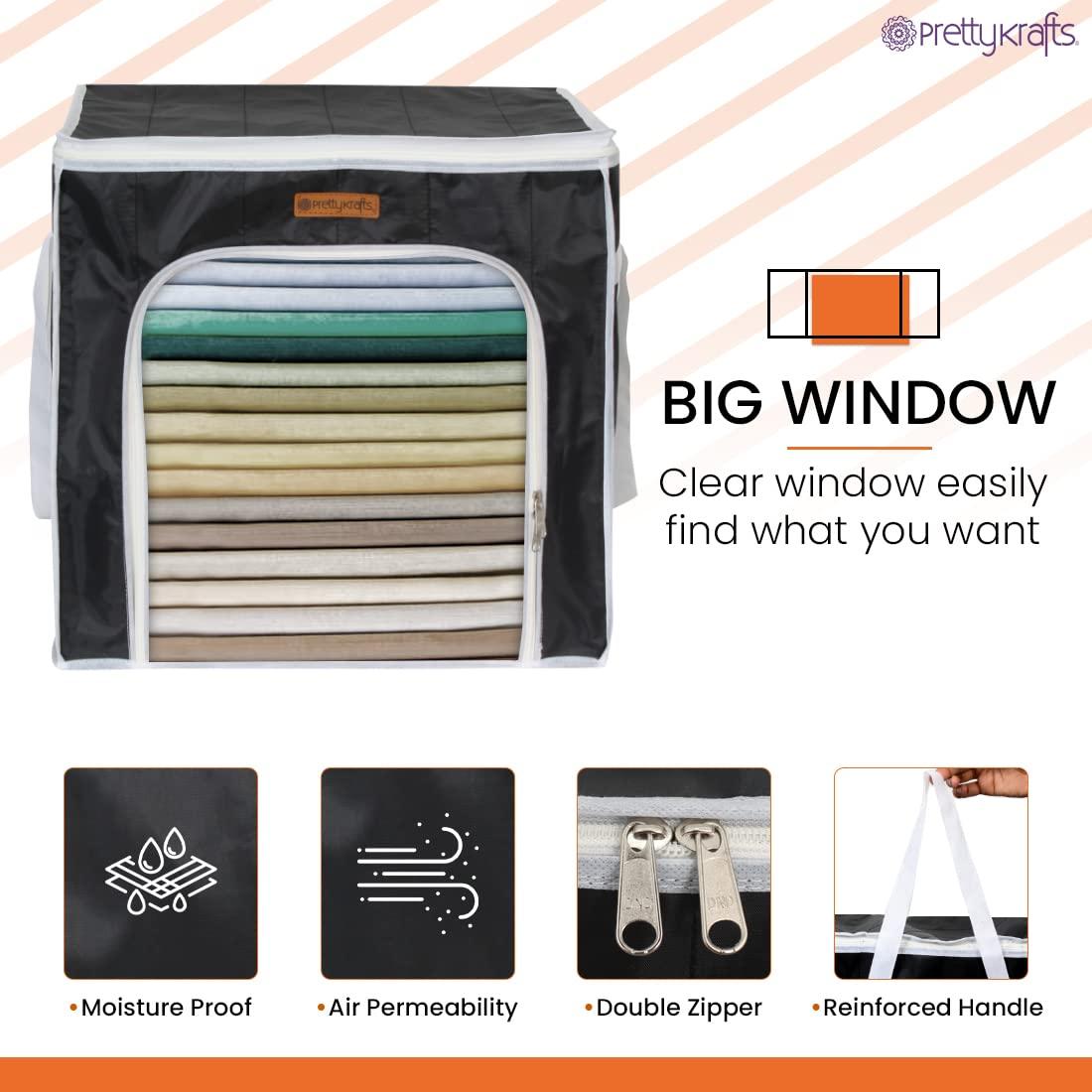Large Capacity 66Ltr Clothes Storage Bag, 1 Packs Foldable Closet Organizers for Comforters, Blankets, Bedding,
