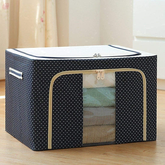 Large Capacity 66Ltr Clothes Storage Bag, 1 Packs Foldable Closet Organizers for Comforters, Blankets, Bedding,