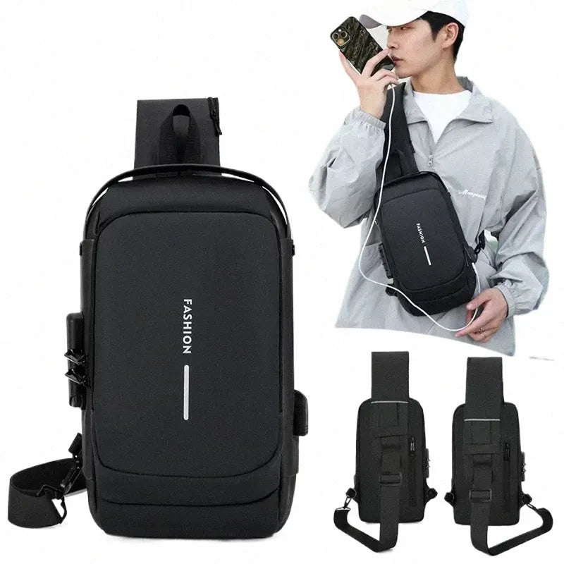 Anti Theft Cross Body Sling Bag with USB Charging Port & Waterproof Design
