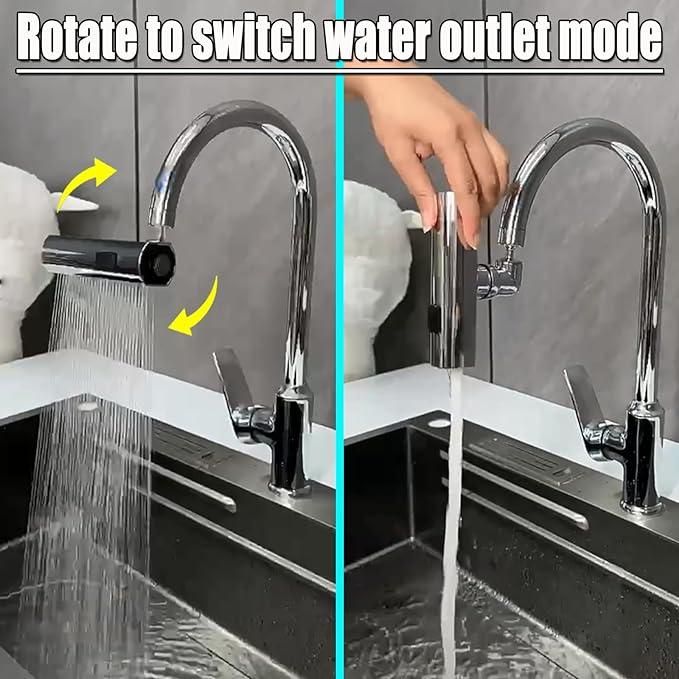 3-in-1 Multifunctional Kitchen Faucet Attachment 360° Rotating Multifunctional Kitchen Faucet With Sprayer, Waterfall & Normal Mode