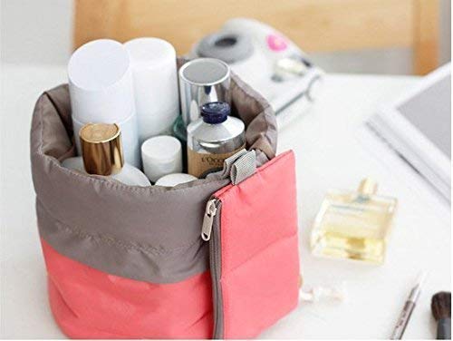Travel Waterproof Barrel Makeup, Portable Foldable Cases, Bucket Round Storage Organizer Cosmetic Bags