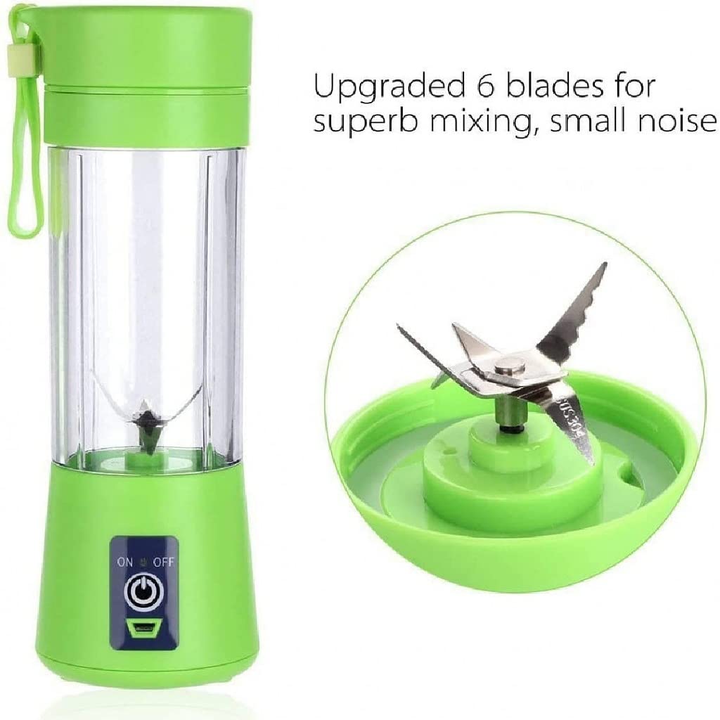 Small Portable Rechargeable with USB 6 Blade Electric Juicer n Smoothie Maker Mixture Blender Shaker for Fruits n Vegetables 380 ML